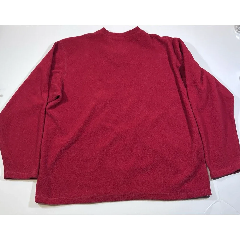 Vintage 90s LL Bean Red Fleece V-Neck Pullover Sweater Men's XL Hong Kong - Picture 9 of 9